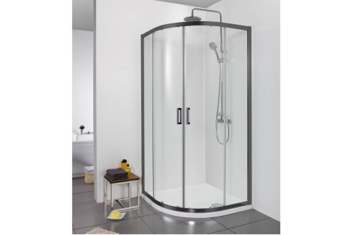 Душевой уголок Aquatek АРИЯ AQ ARI RO 10020BL 100х100 стекло прозрачное профиль черный без поддона - фото 3